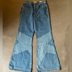 7 For All Mankind Blue Star Pattern Flare Jeans